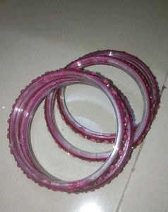 Sparkly Pink Bangles - Set of 4