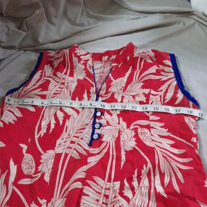 Women's Floral Red Kurti Kurta Dress Year End Sale