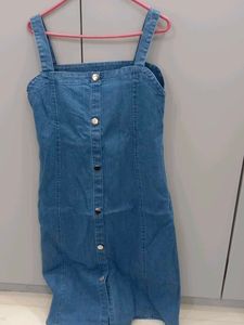 Blue Denim Button-Front Dress