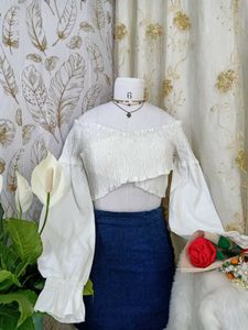 Chic Off-Shoulder Smocked Blouse