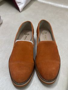 Orange Suede Loafers - Size 4