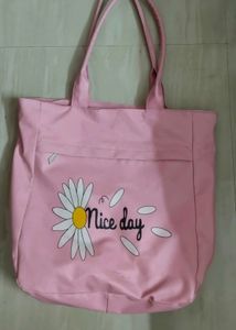 Cute Pink Daisy "Nice Day" Tote Bag