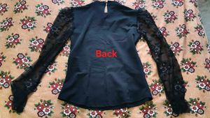 Stylish Black Sheer Dot Top