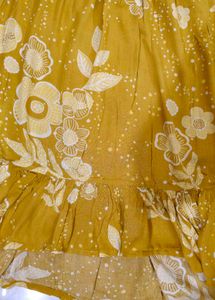 Yellow Floral Print Ethnic Skirt XS