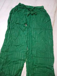 Elegant Green Striped Palazzo Pants