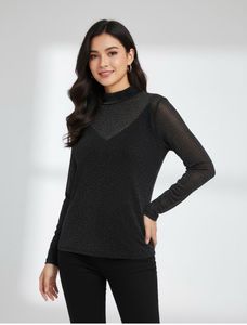 SHEIN Elegant Black Sheer Top