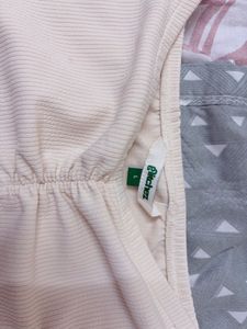 Cream Ribbed Long Sleeve Top