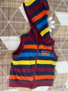 Unisex "Motor Race" Striped Reversible Hoodie Vest