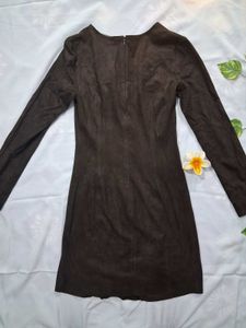 Zara Brown Faux Suede Mini Dress