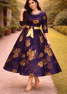 ⚠️Sale Rs349|Navy blue Floral Gown|Party Wear💙