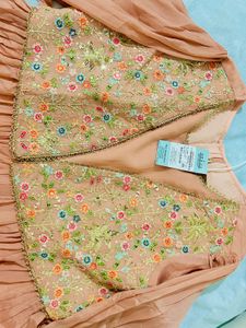 Peach Embroidered Anarkali Dress Fix Price