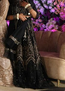 Embellished Black and Golden Lehenga