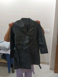 Black Leather Trench Coat