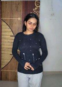 Stylish Black Embellished Sweater