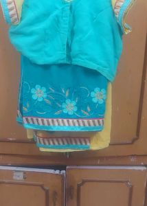 yellow and green  saree