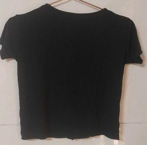 Classic Black Button-Up Crop Top