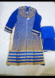 Royal Blue Embellished Kurta Set