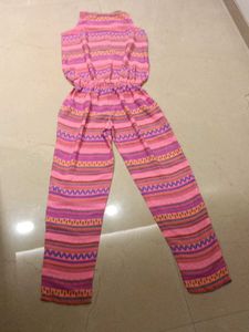 Boho Pink Striped Jumpsuit