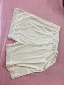White Lace Trimmed Slip Shorts