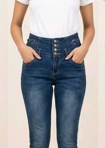 High Waisted Button Fly Jeans