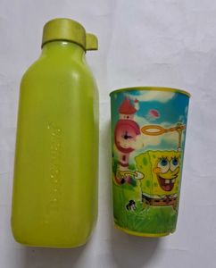 Tupperware Water Bottle and Spongebob Glass