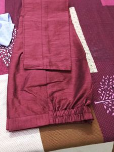 Elegant Maroon Silk Kurta