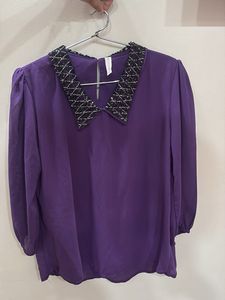 Sparkling Collar Purple Top (FREE DELIVERY)