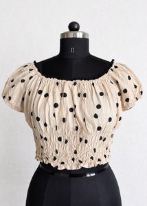 Chic Polka Dot Off-Shoulder Crop Top