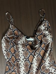 Stylish Snake Print Ruched Dress