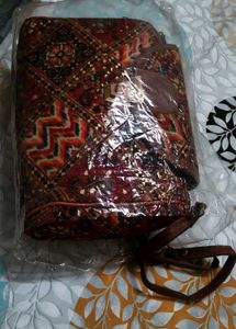 Boho Print Sling Bag with Leather Accents