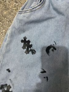 Cross Print Denim Jeans