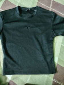 Ribbed Crop Top with Heart Detail