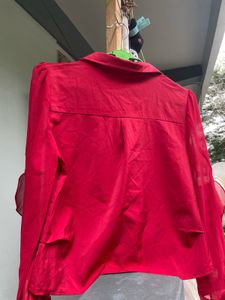 Elegant Red Blouse with Embellishment