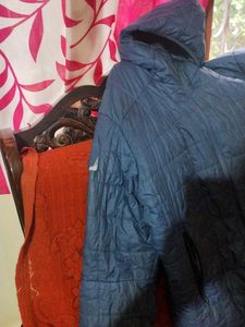 Men's Blue Puffer Jacket with hoody