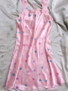 Cute Pink Heart Print Nightdress