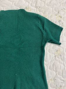 Emerald Green Ribbed Short Sleeve Top