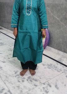 Teal Kurta Set with Gold Dupatta