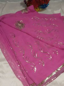 Elegant Pink Sequined Saree with blouse