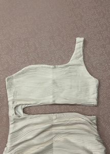 One Shoulder Cutout Textured Dress