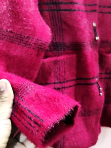 imported luxury berry plaid women's cardigan/jacke