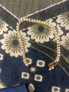 Gold Anklet with Stone Embellishments