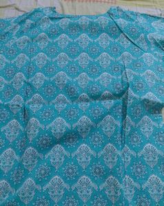 Turquoise Blue Printed 3-Piece Kurta Set
