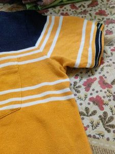 Men's Orange &amp; Navy Striped Polo Shirt