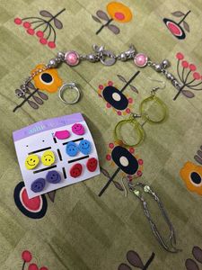 Cute Smile Face & Charm Bracelet Jewelry Set