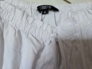White Puff Sleeve Tie-Front Crop Top