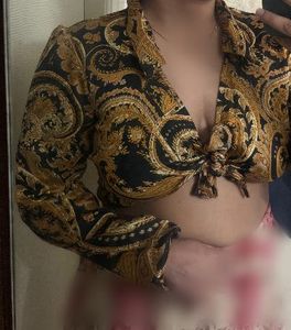 Nefs Finds paisley Print Tie-Front Crop Top