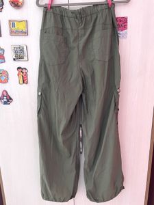 Olive Green Parachute Cargo Pants