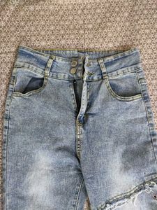 Light Wash Distressed Flare Jeans