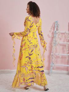 Yellow floral Ruffle dress Athena