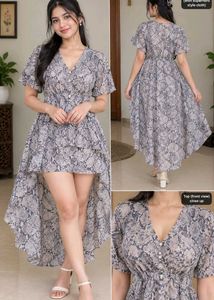 Chic Snake Print High-Low Dress and short skirt